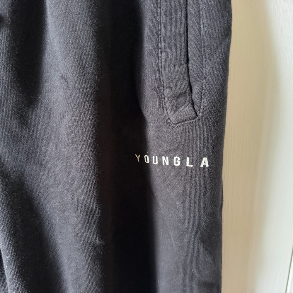YoungLA Black Elastic Drawstring Jogger Sweatpants Men’s Size Medium - Picture 4 of 5